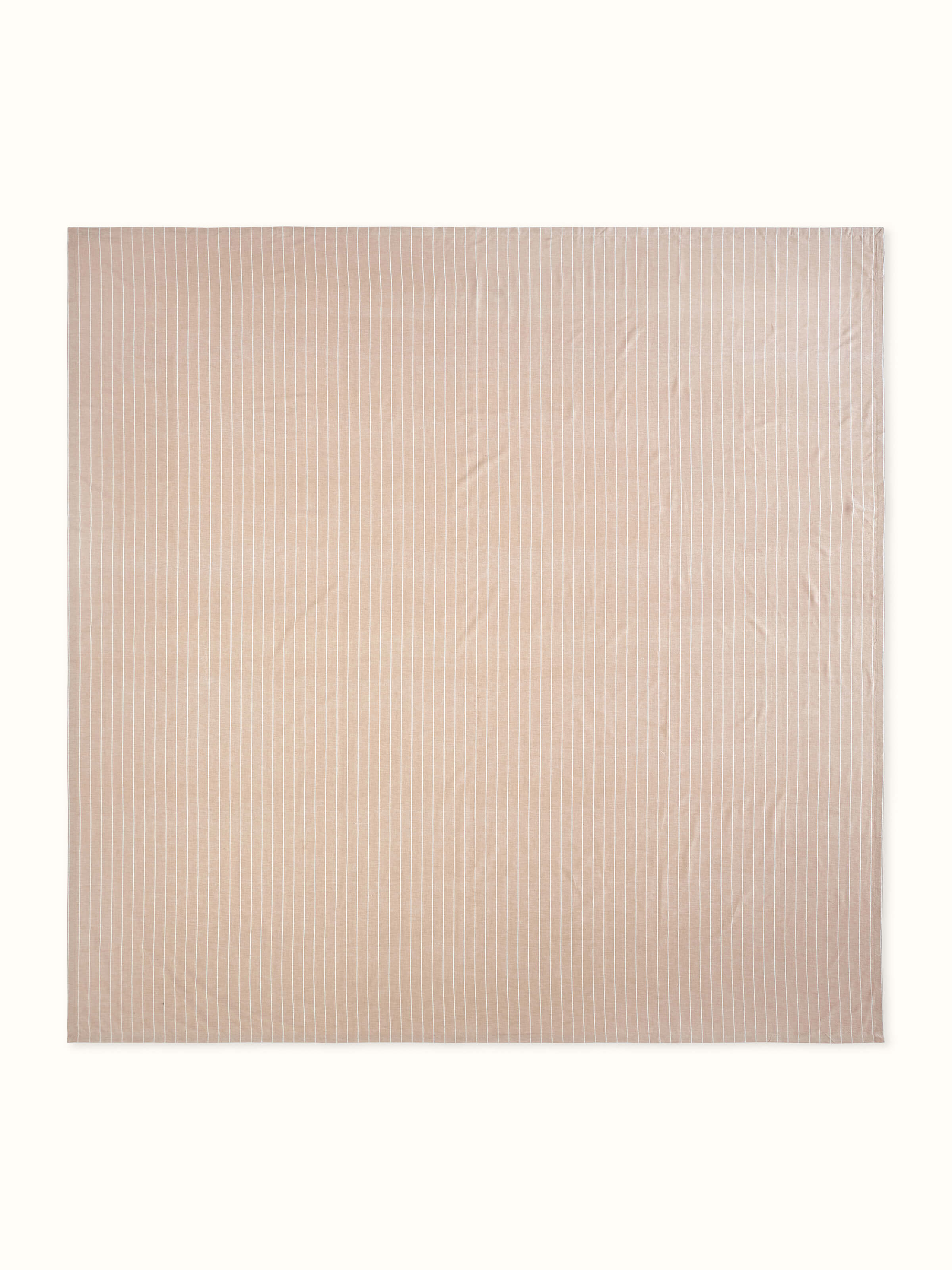 Keshod Handloom Cotton Beige Chambray Stripe King-size Bedsheet Set