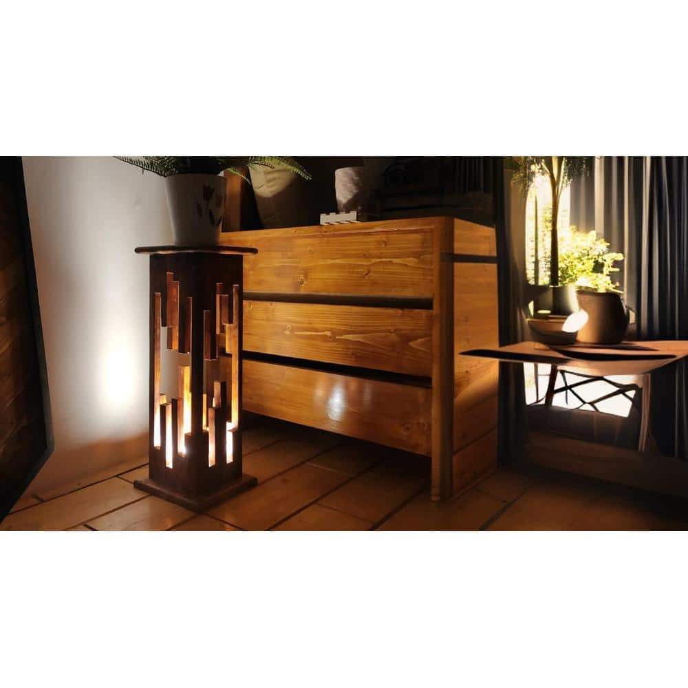 Disperse Wooden Table Lamp with Brown Base