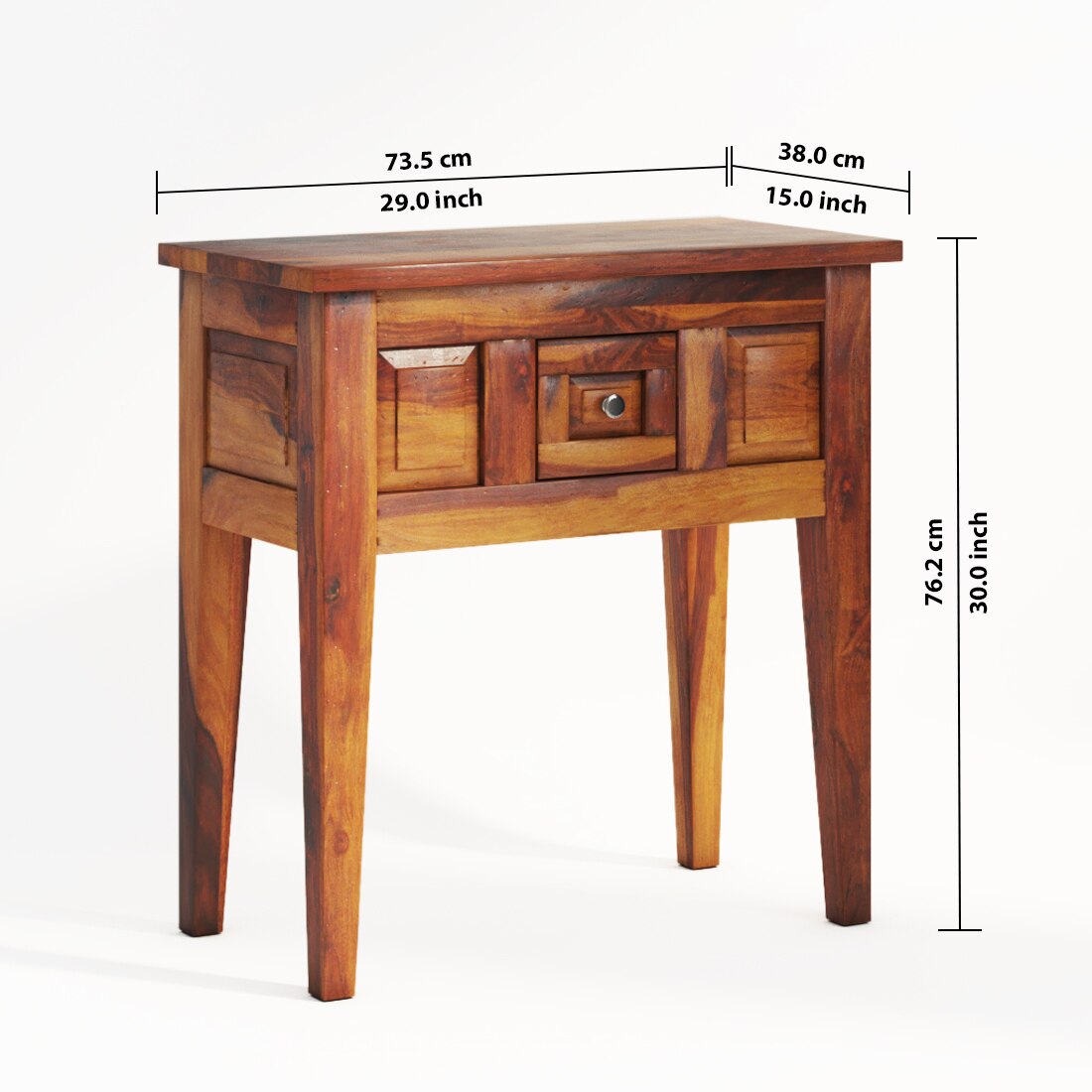 Mko Solid Wood Console Table in Honey Finish