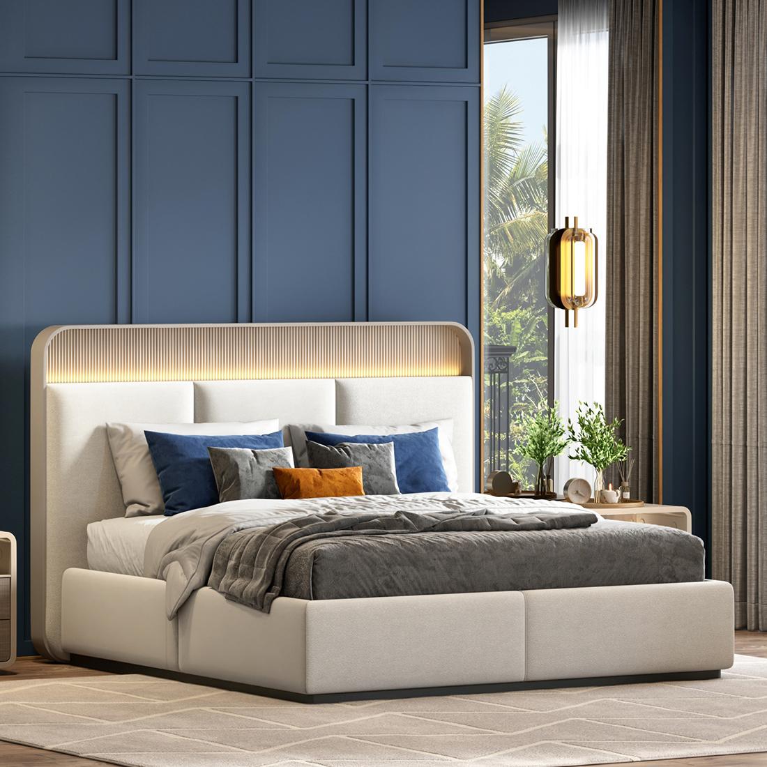 Valeria Upholstered King Bed In Dual Tone Finish