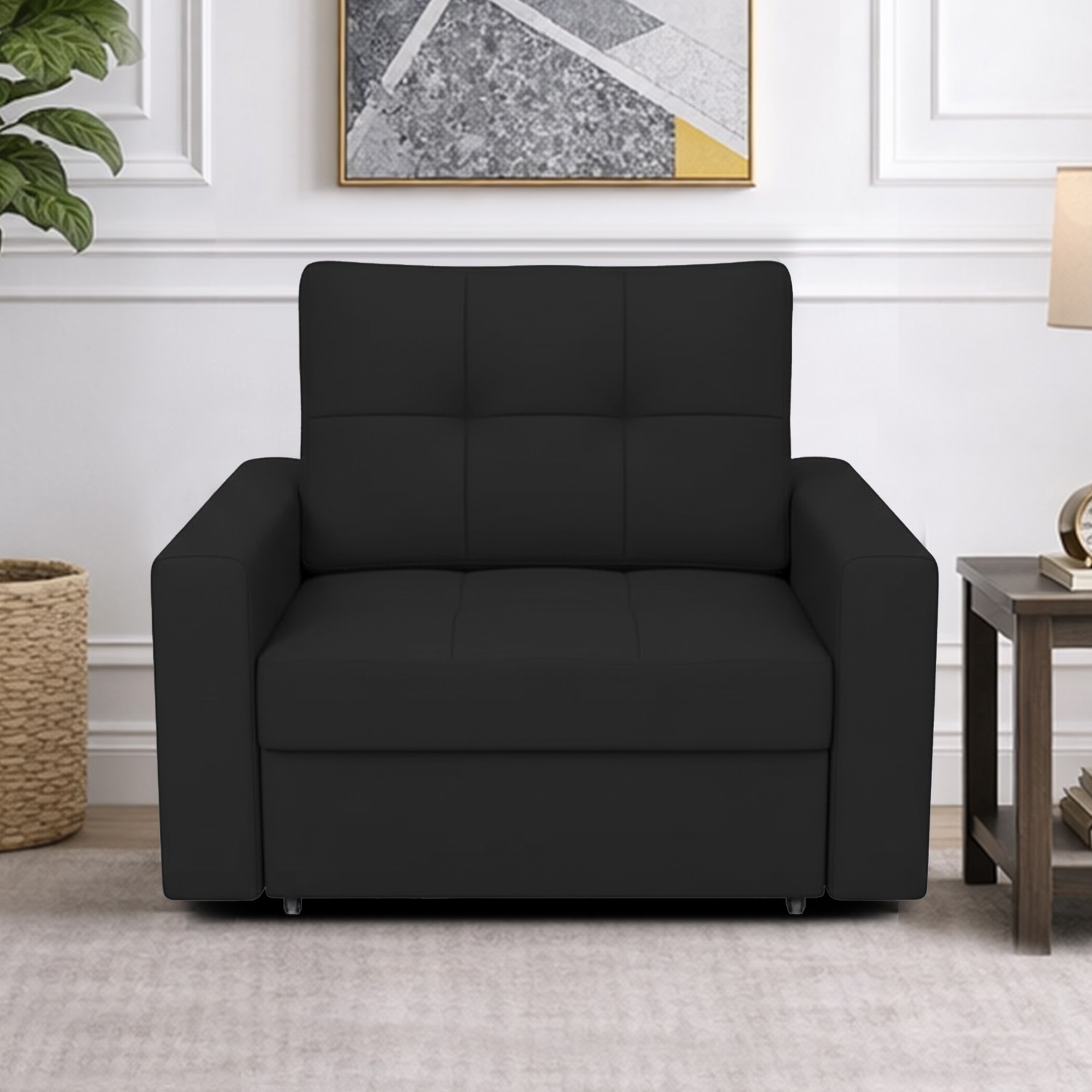Barato Pull Out Sofa cum Bed in Black Colour