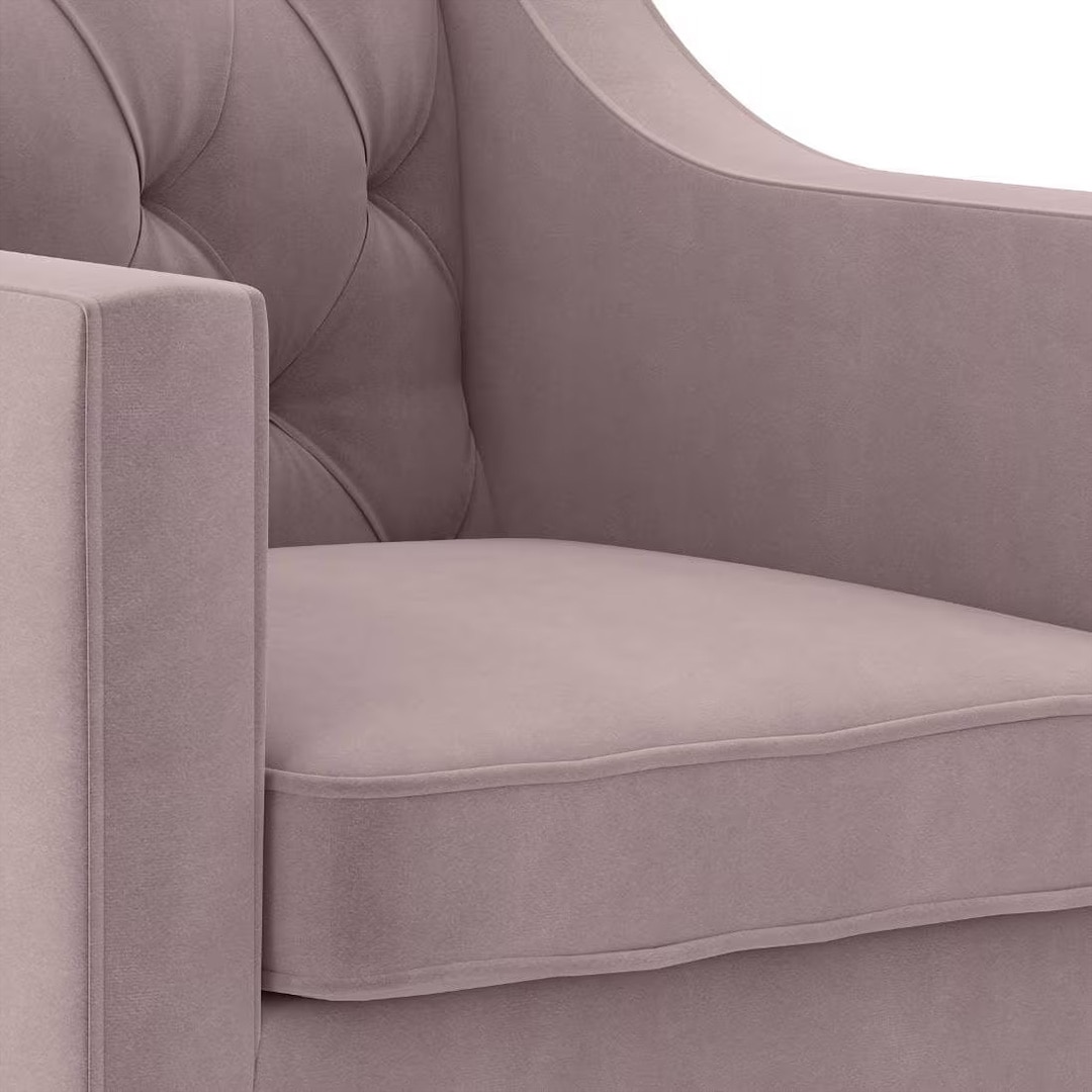 Othello Lounge Chair in Lilac Pink Velvet Colour