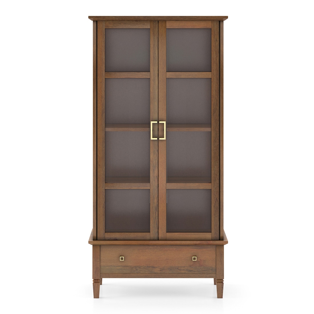 Malabar Bookshelf Display Cabinet 55 book Capacity Amber Walnut Finish