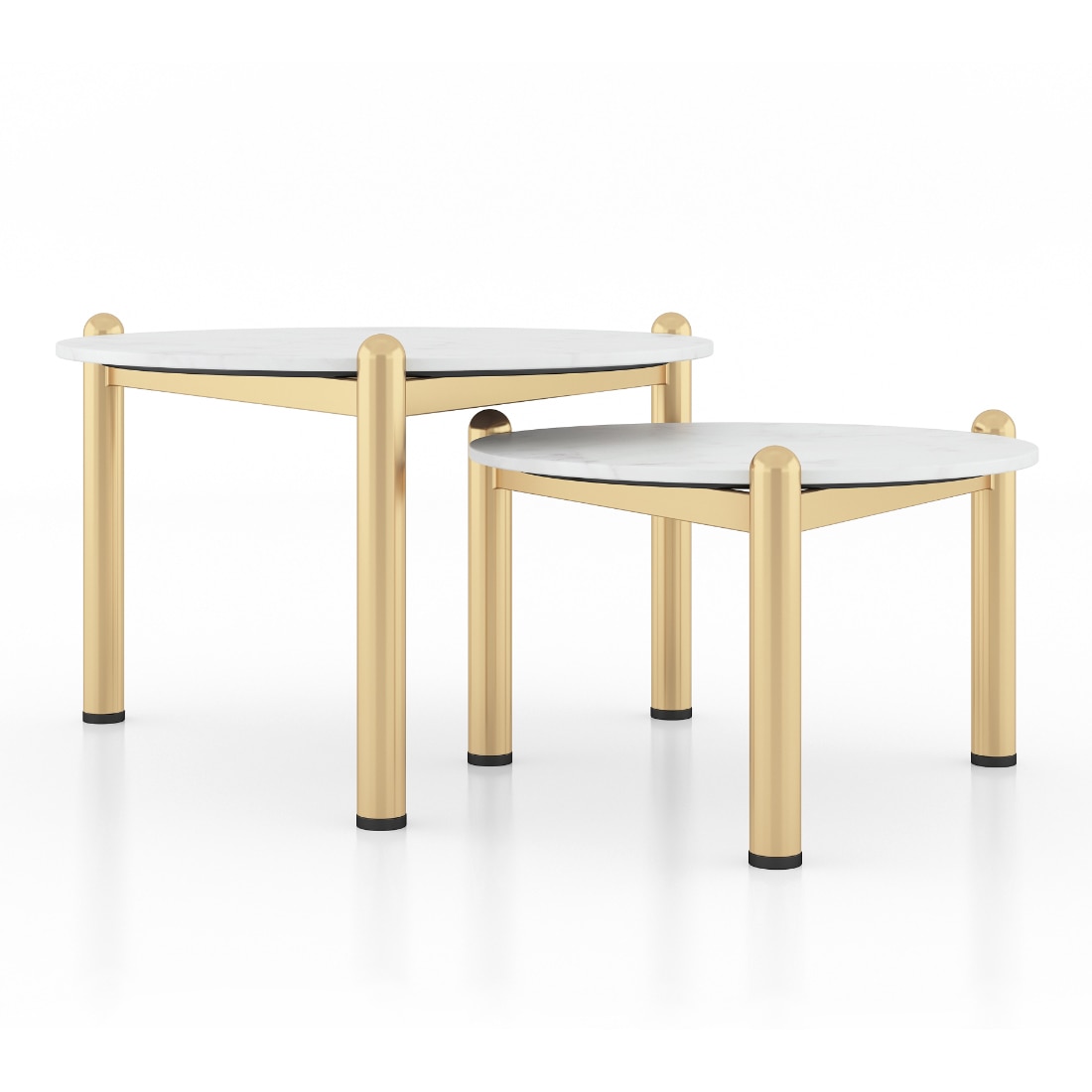 Luma Banswara Marble And Metal Nesting Coffee Table In Glossy Gold Finish