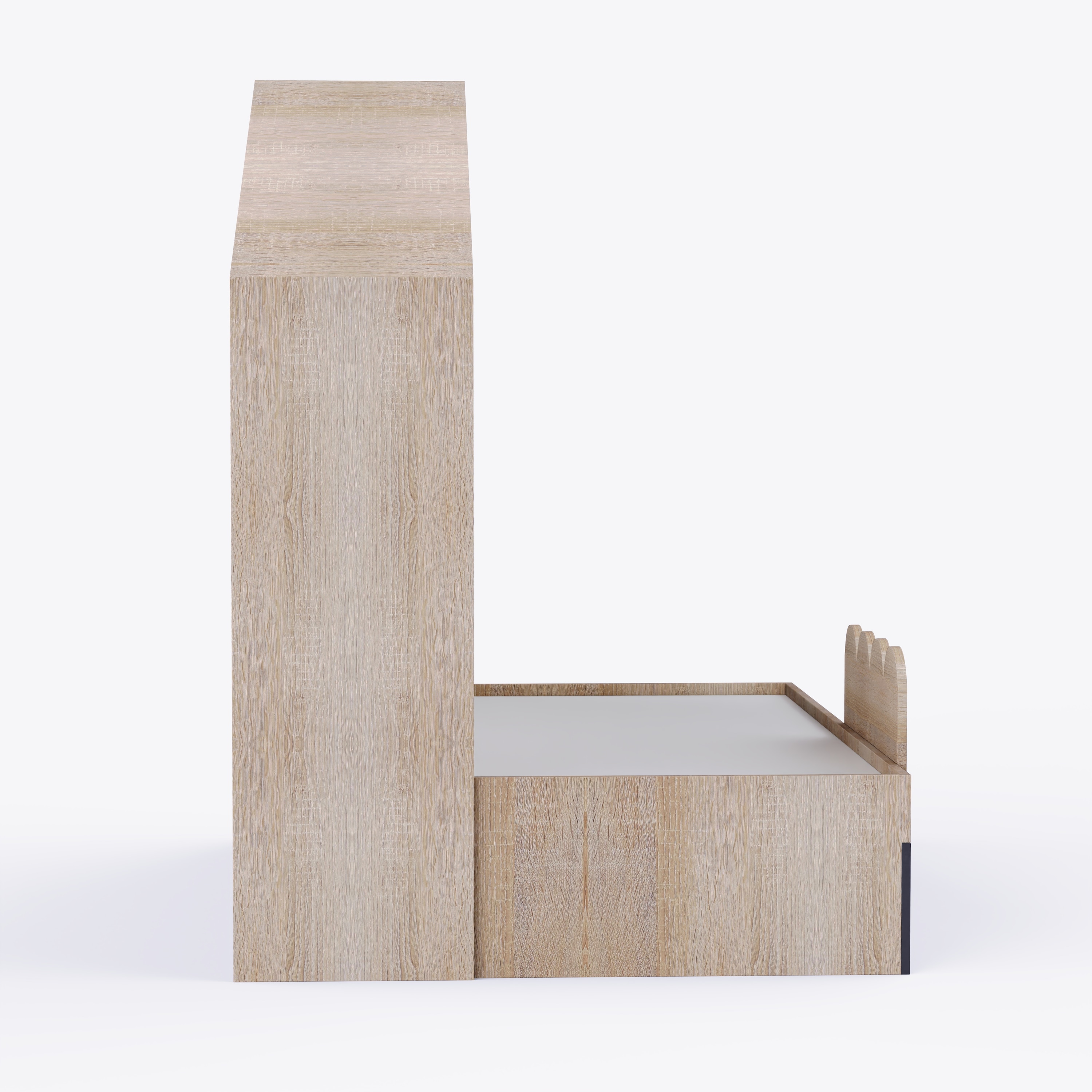 Little Hut Bed 6X4 Drawers On Wheels In Oak and Black Colour62