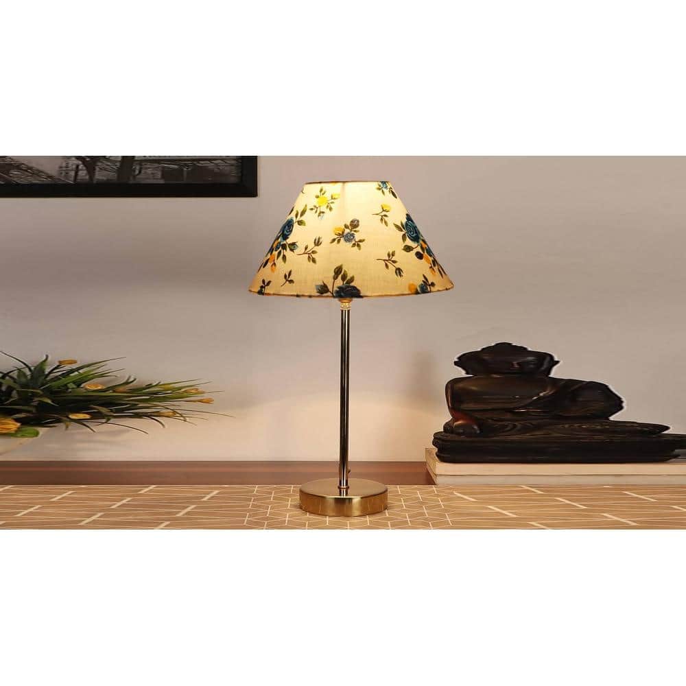 Multicolor cotton with Metal Gold Table Lamp