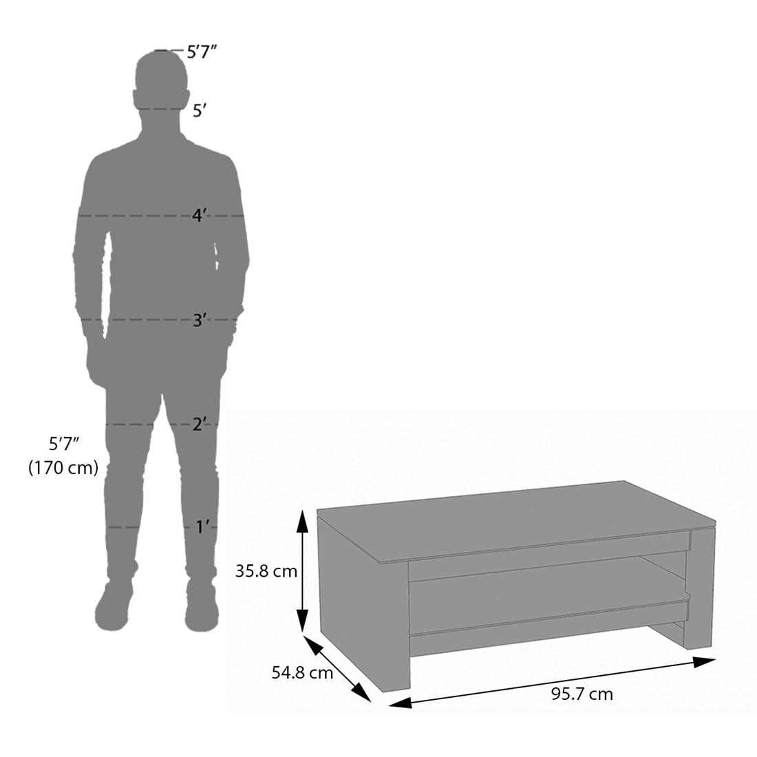 Epsilon Solid Wood Coffee Table In Amber Walnut Finish
