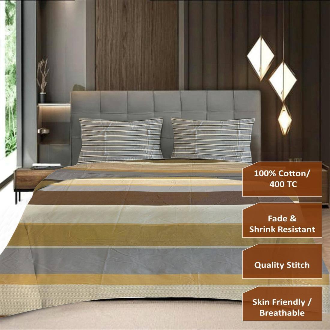 Threads Silky Touch Premium Super King Size Flat Bedsheet 275 x 275 cms