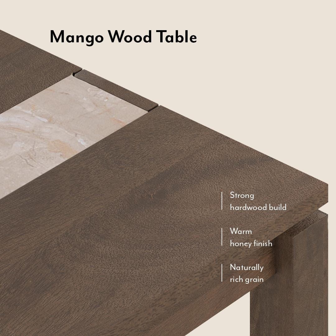 Atlas Crest Solid Wood 6 Seater Dining Table with 6 Meryl Lounge Chair