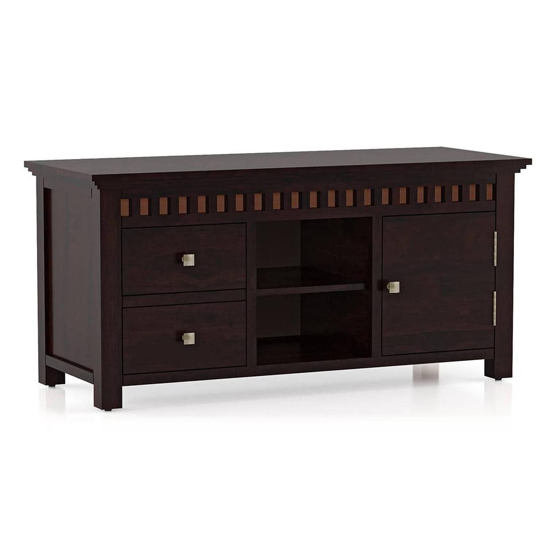 Fidora Solid Wood Free Standing TV Unit in Mahogany Finish