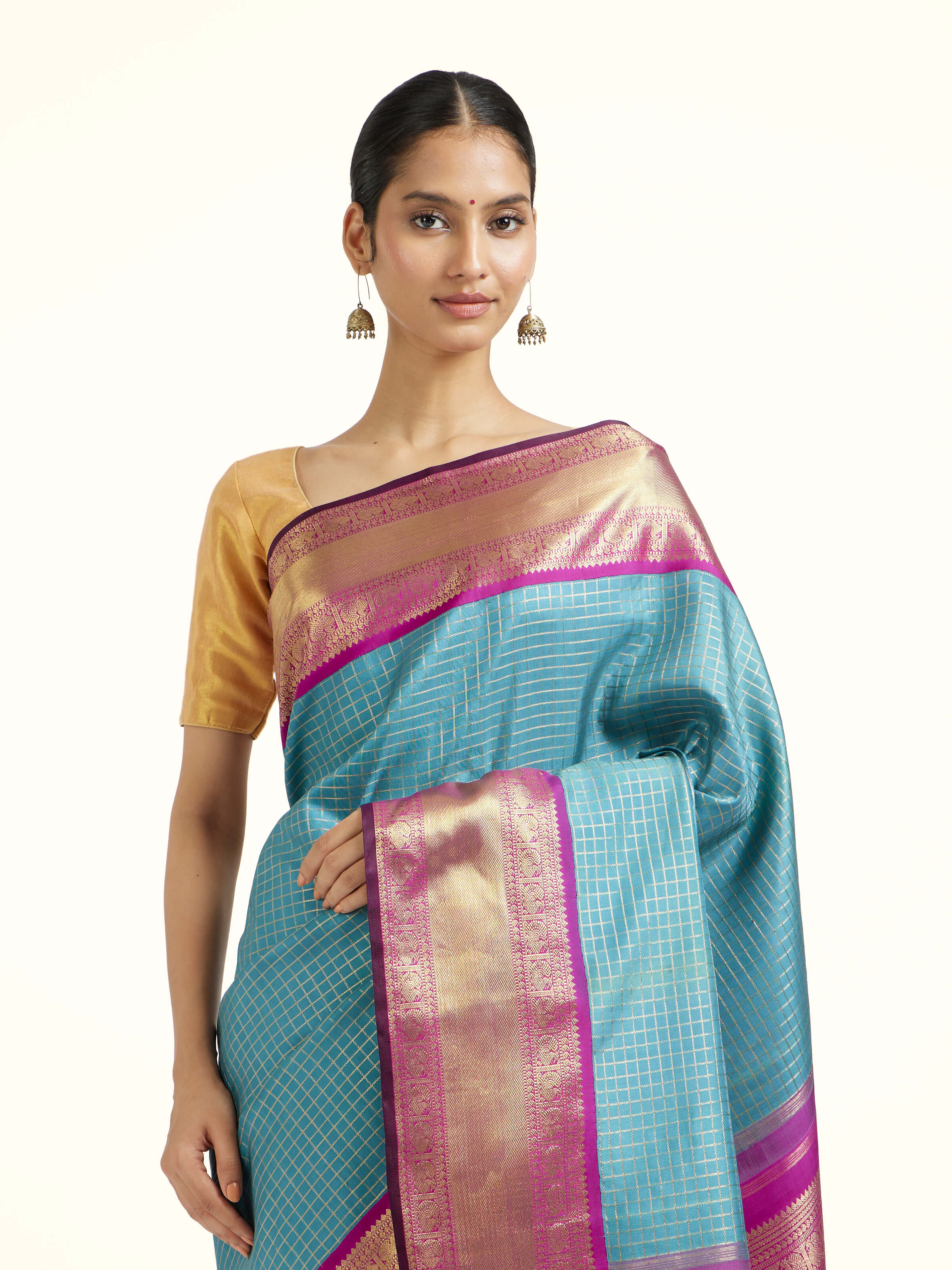 Blue Silk Kancheepuram Handloom Real Zari Saree