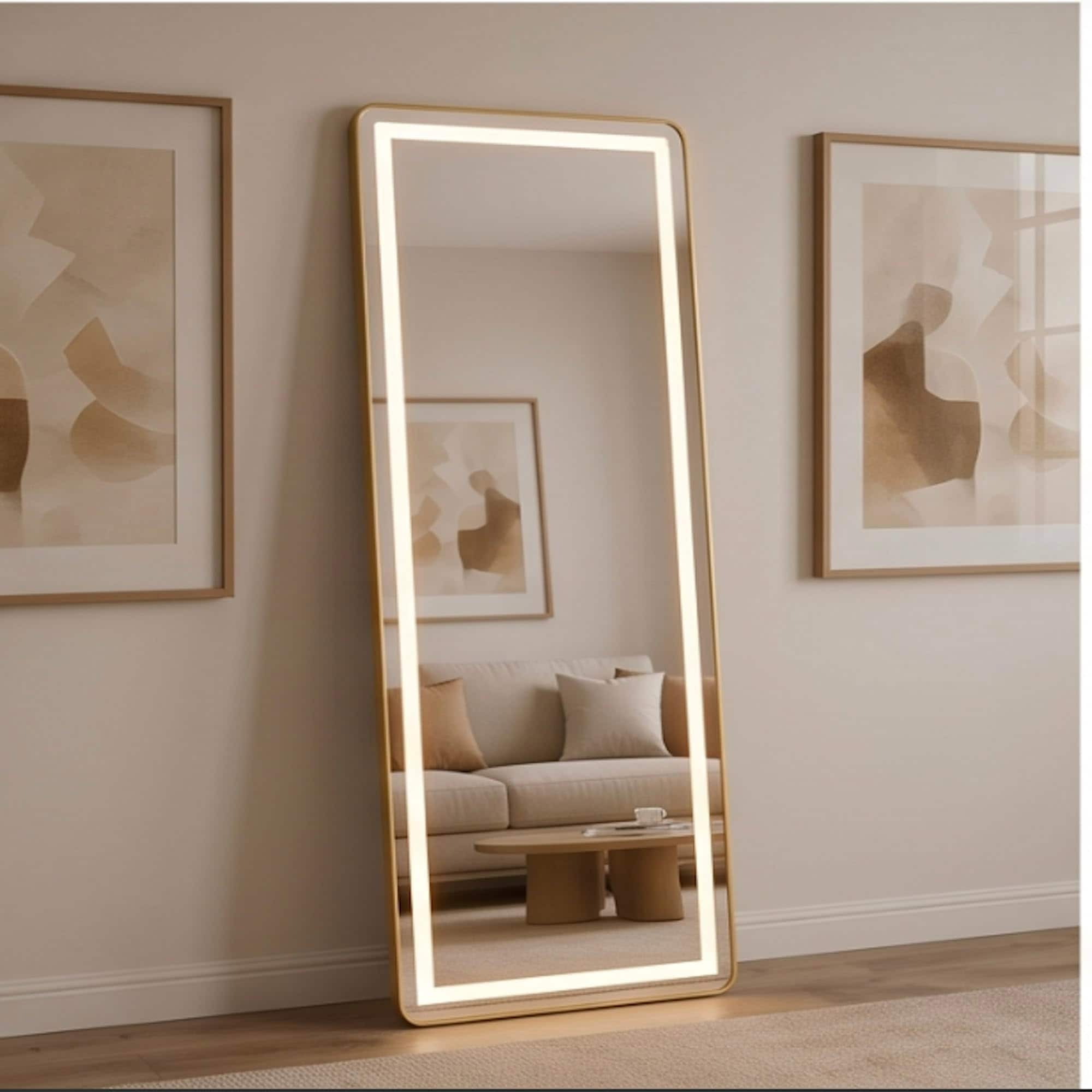 The Artment Gold Halo Square Unbreakable Floor Mirror For Home (160 X 50 CM)