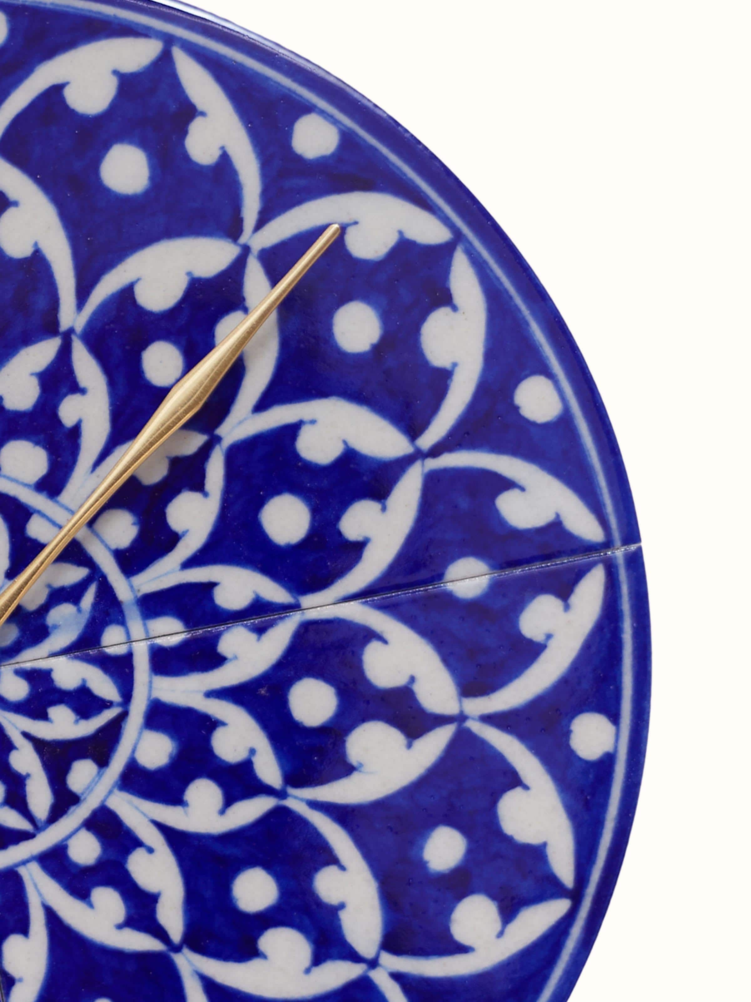 Blue Pottery Ceramic Wall Clock