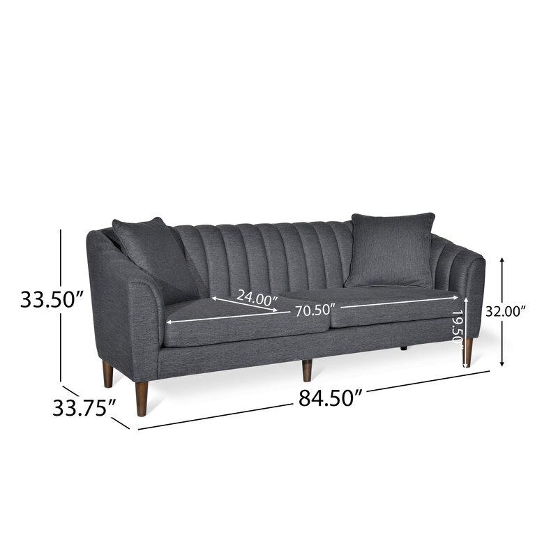 Mid Century Fabric Sofa (Dark Grey)