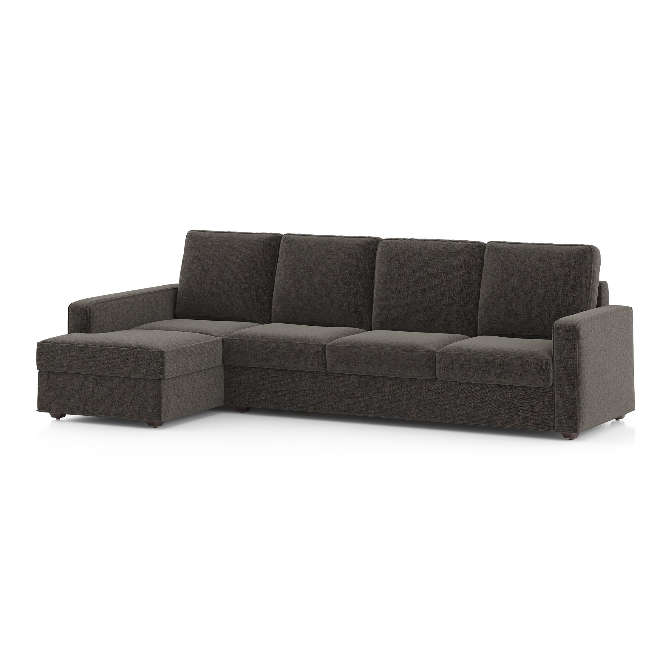 Apollo Sofa (Colour : Smoke, Cushion : Hard, Back Type : High Back, Seating Capacity : Left Aligned 3 Seater + Left Aligned Chaise + Ottoman)