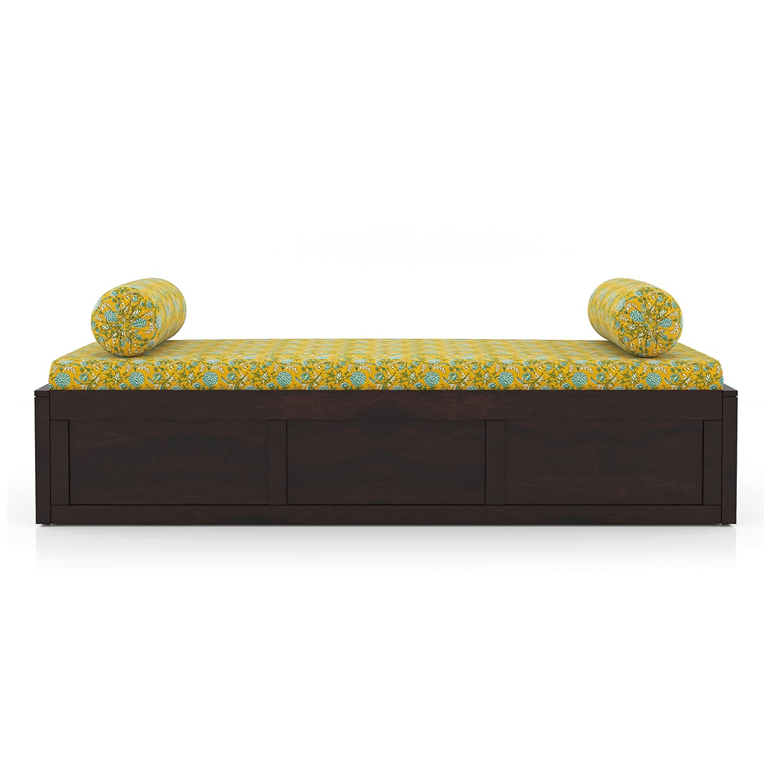 Harvey Diwan in Mahogany Finish with Yellow Fabric Colour