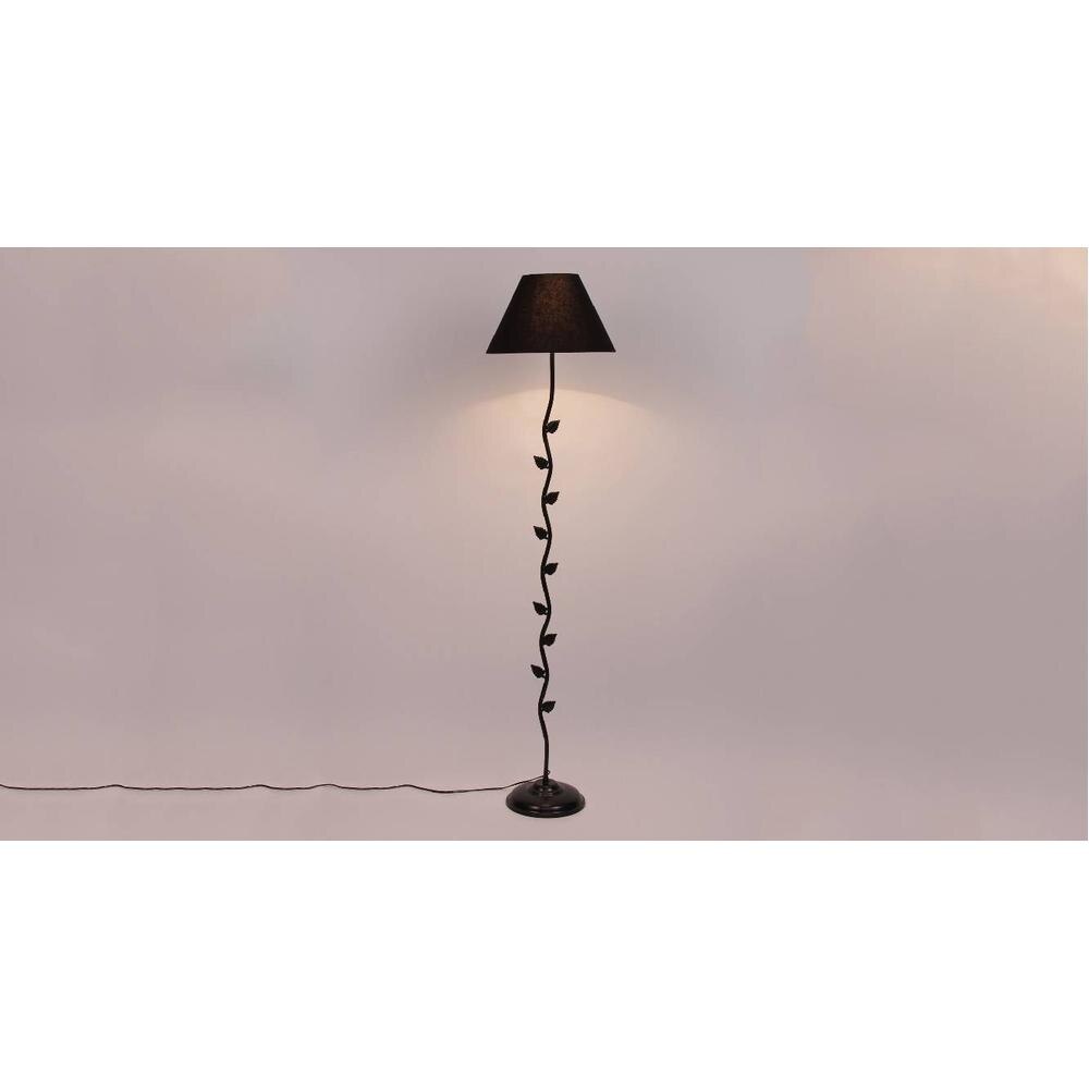 Kloe Black Fabric Floor Lamp with Black Iron Base
