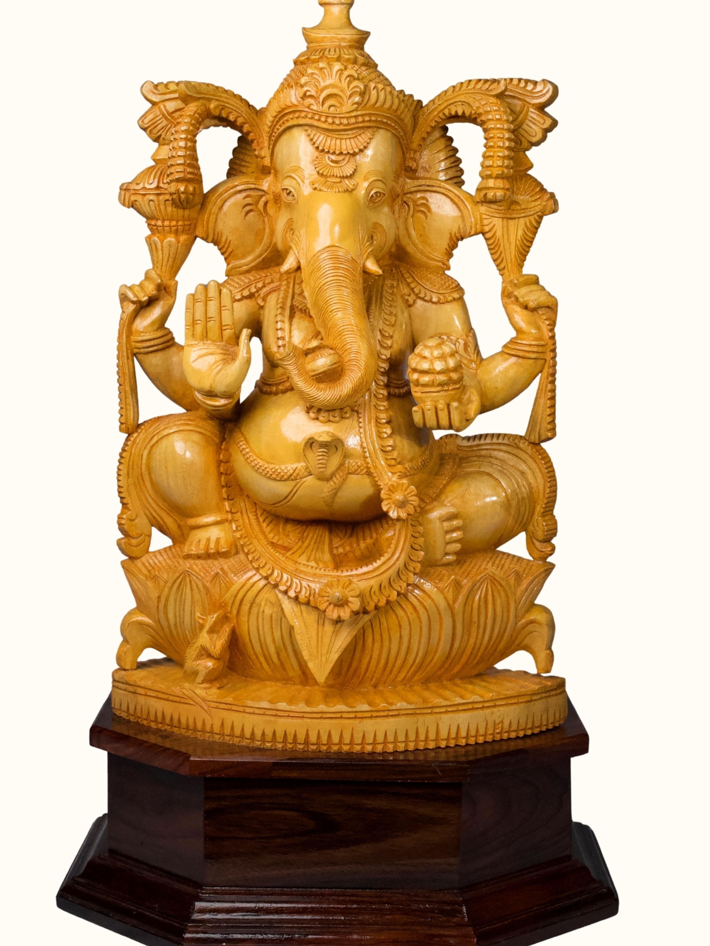 Wood Carved Ganesha Idol