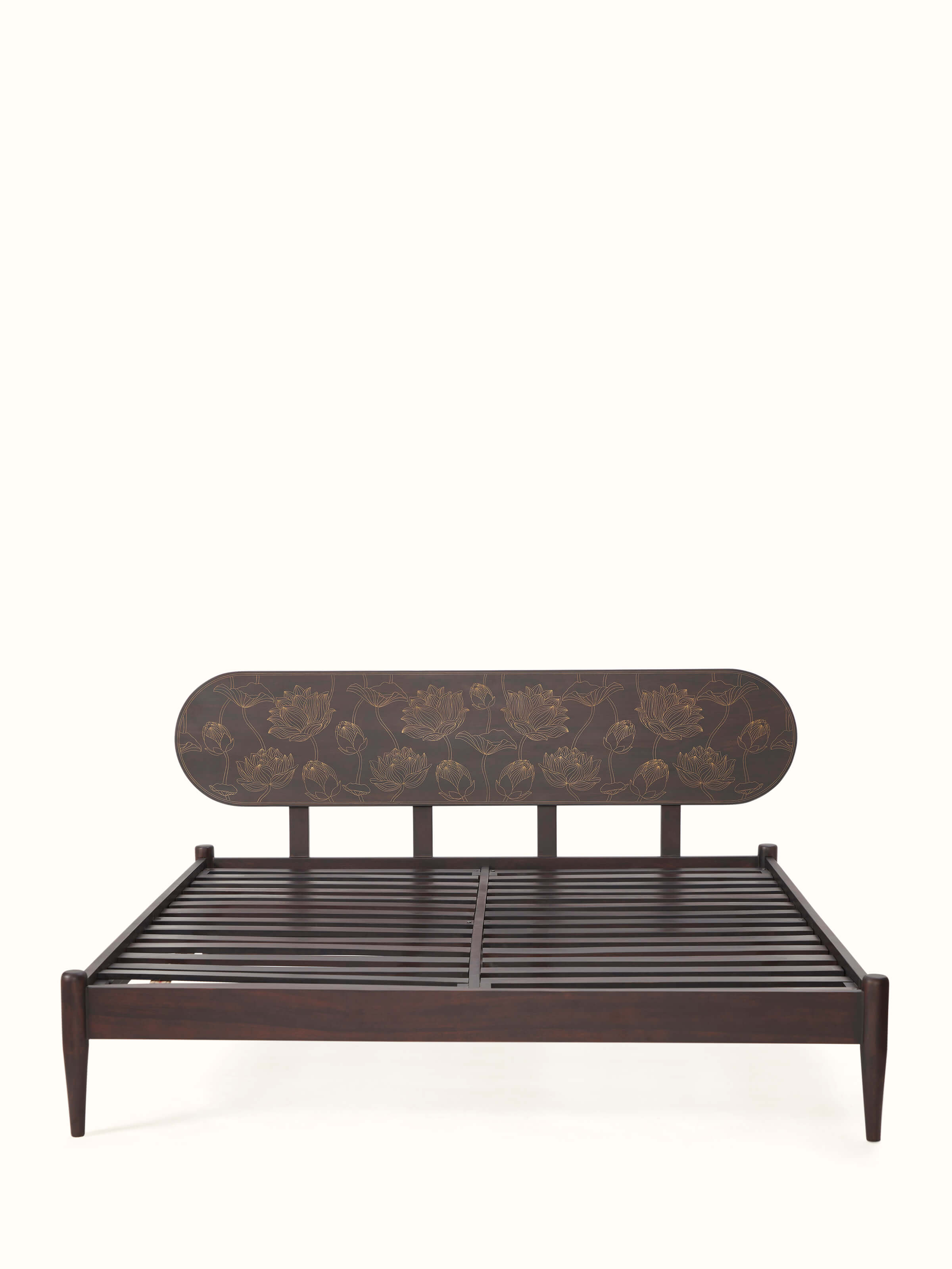 Sheesham Wood & Brass Tarkashi King-size Bed
