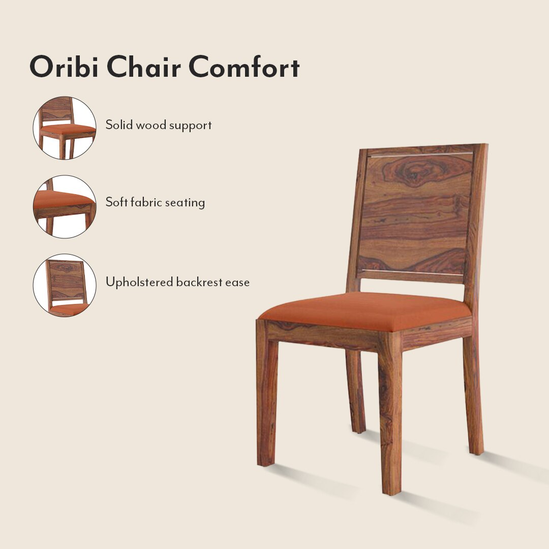 Catria - Oribi 4 Seater Dining Table Set (Colour- Burnt Orange , Finish- Teak)