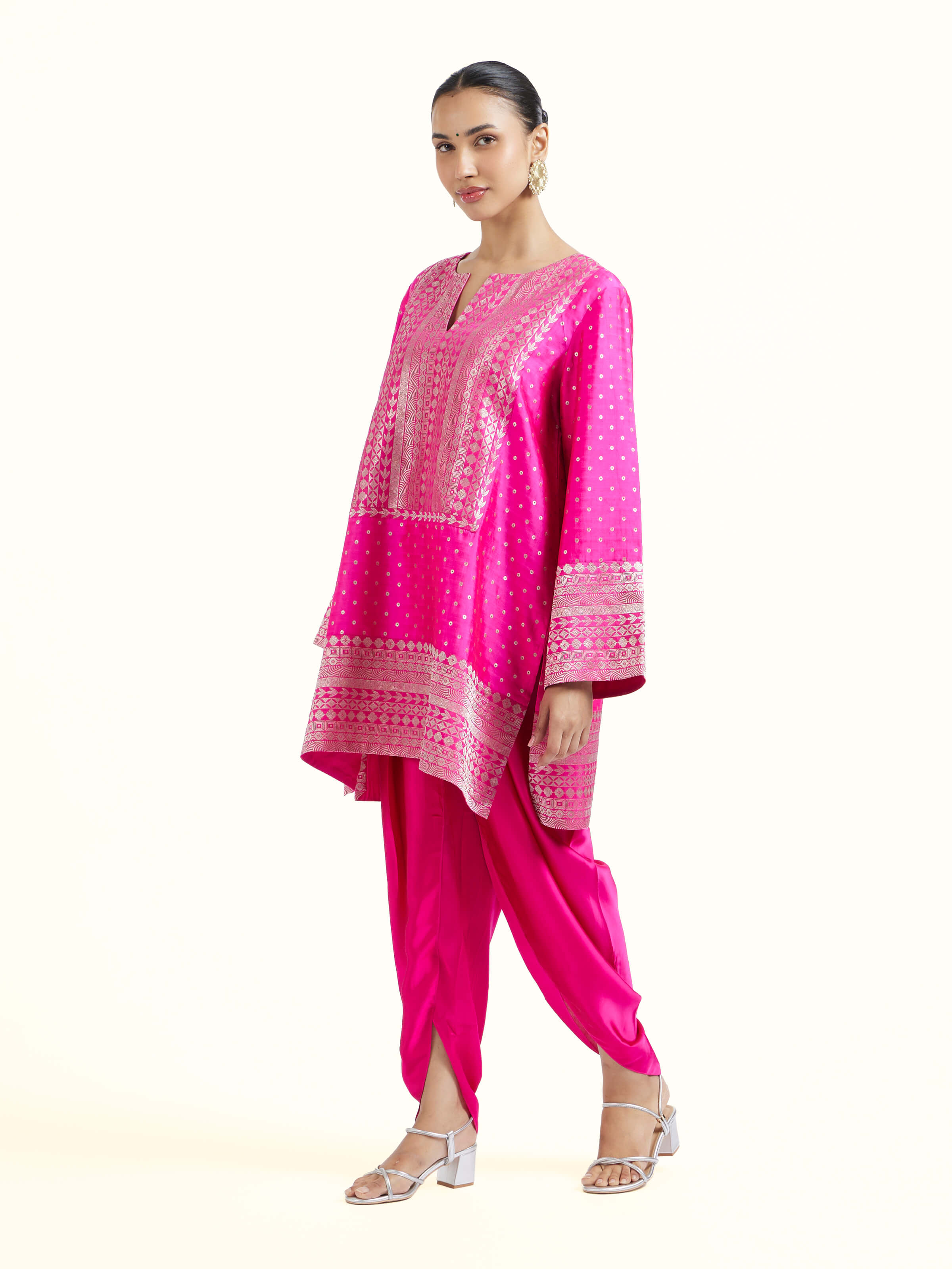 Pink Silk Banarasi Co-Ord Set