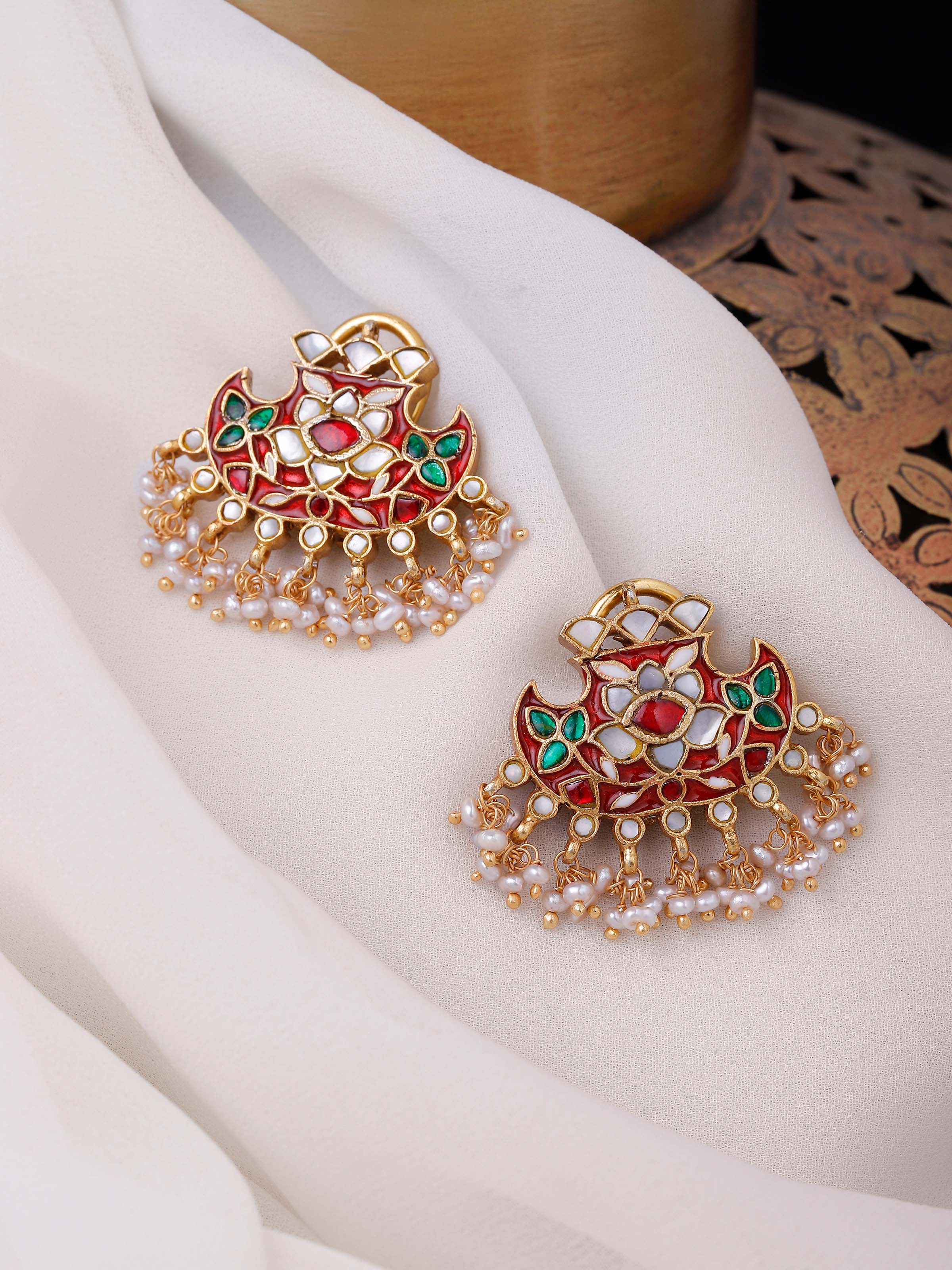 Lifestyle view of Silver Smithing Drop Earrings — Swadesh