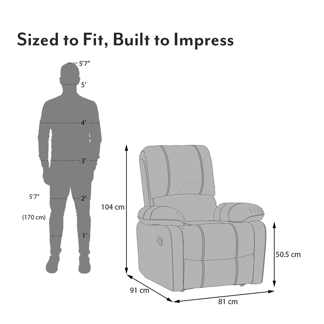 Edison Single Seater Recliner in Pebble Blue Colour