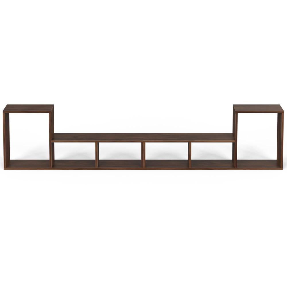 Petel Engineered Wood TV Entertainment Unit/Versatile Adjustable TV Stand & Storage Unit with 6 Compartments & Adjustable L-Shaped Shelves DIY Ideal Upto 65 Inches TV (Brown Maple)