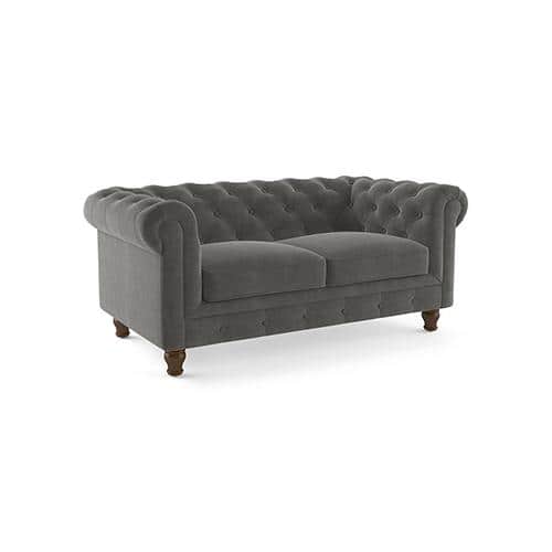 Winchester Luxe 2 Seater Fabric Sofa in Ash Grey Velvet Colour