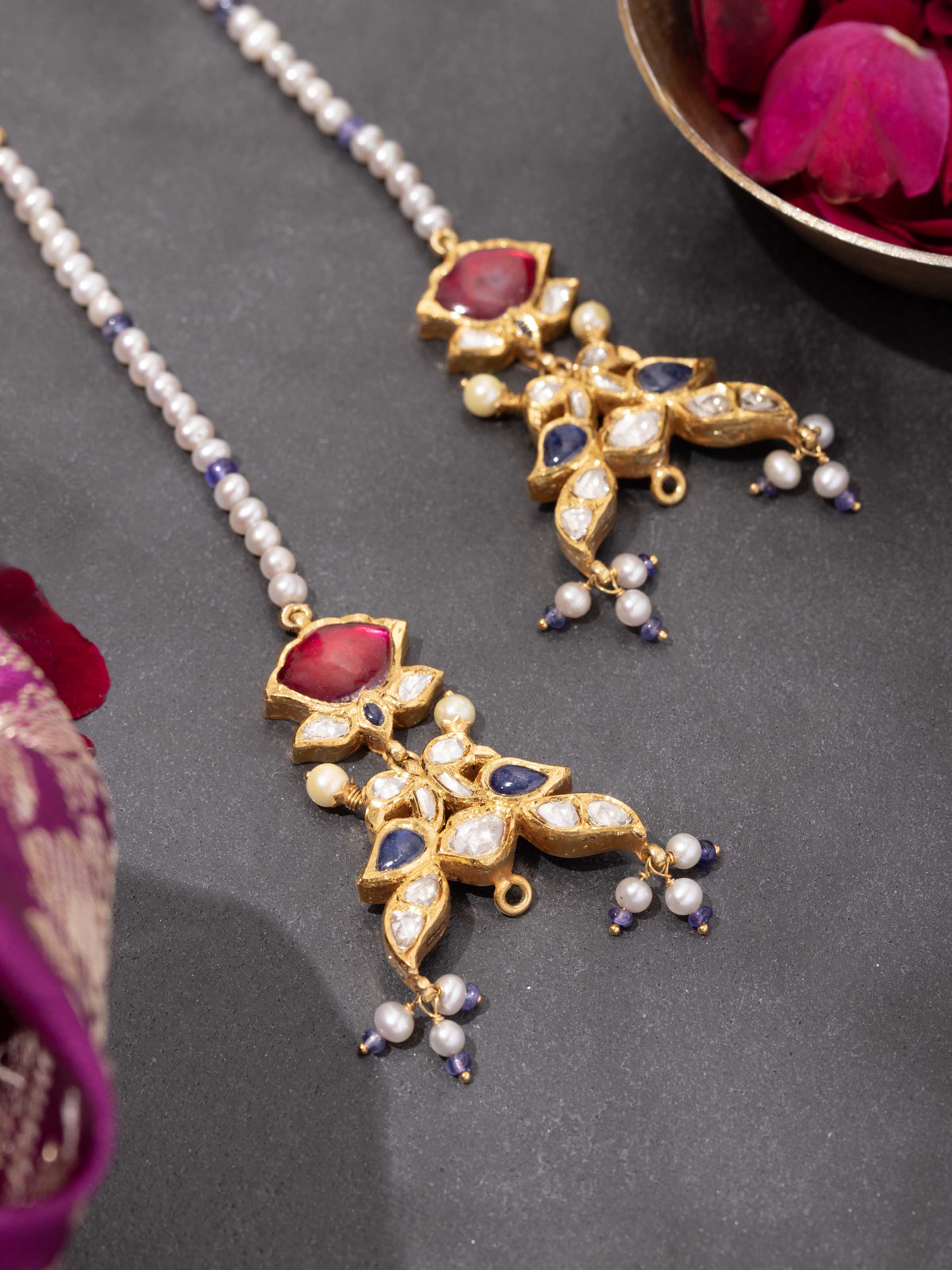 Jadau 18 Karat Gold Ear Chains