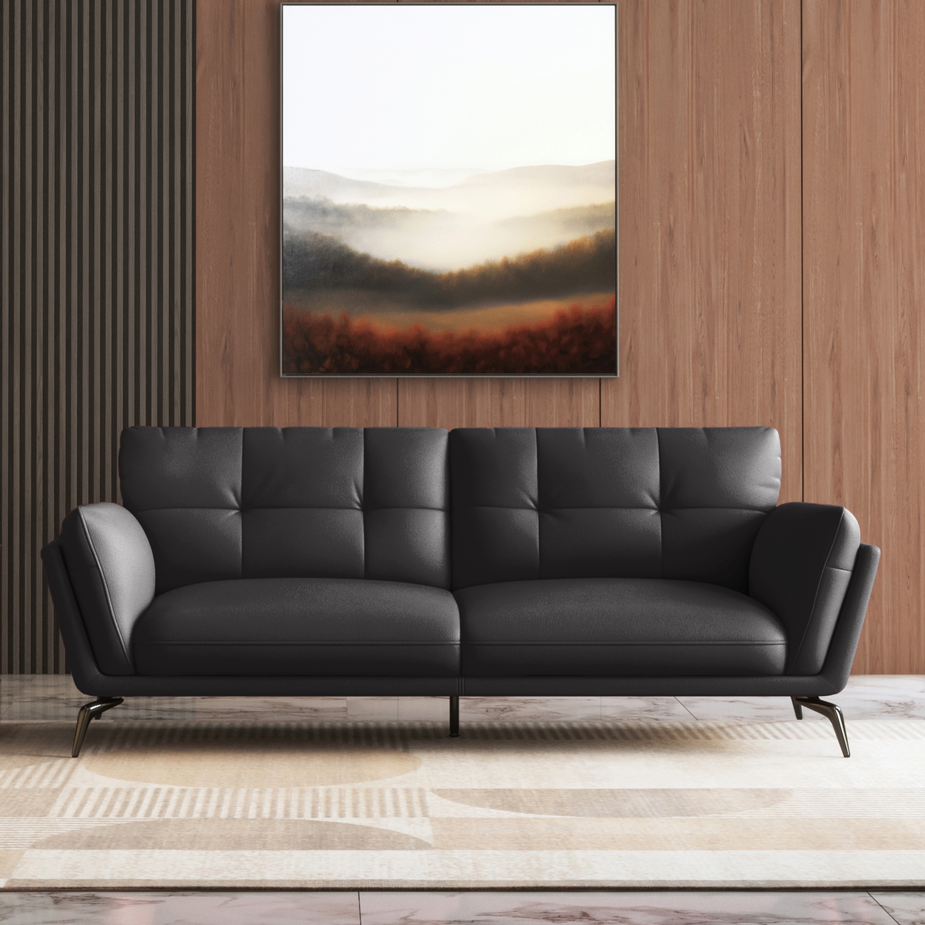 Vetra 3 Seater Leather Sofa In Slate Grey Colour