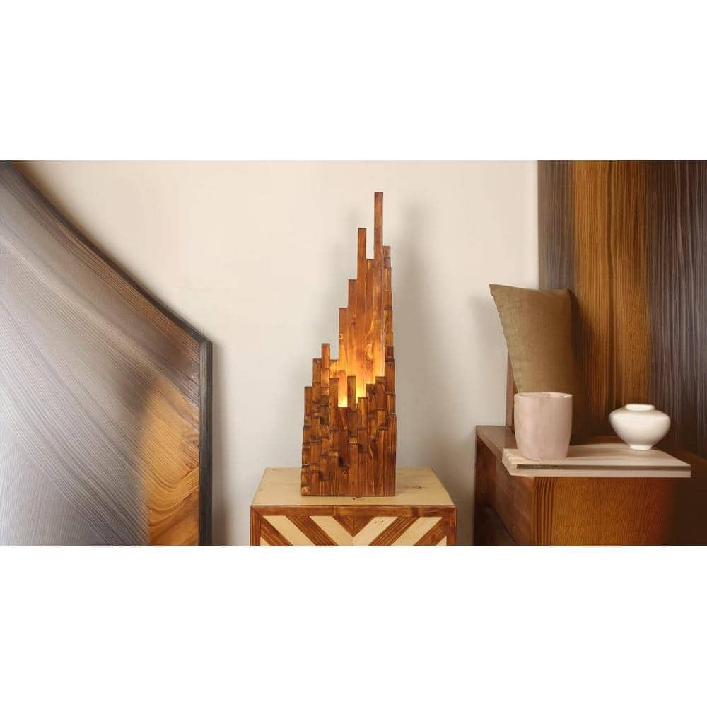 Emanate Wooden Table Lamp with Brown Base