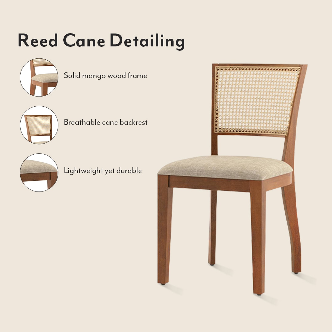 Brighton Square 4 Seater Dining Table With Reed Dining Chairs Set