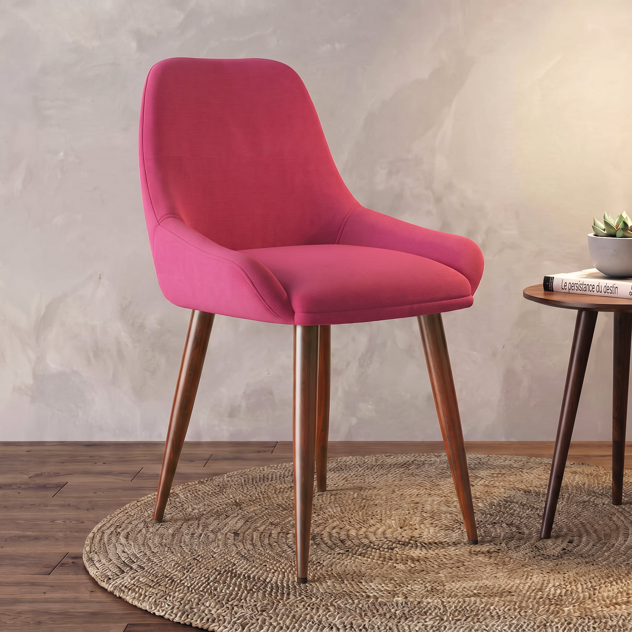 Rickman Fabric Accent Chair in Hot Pink Colour - Urban Ladder