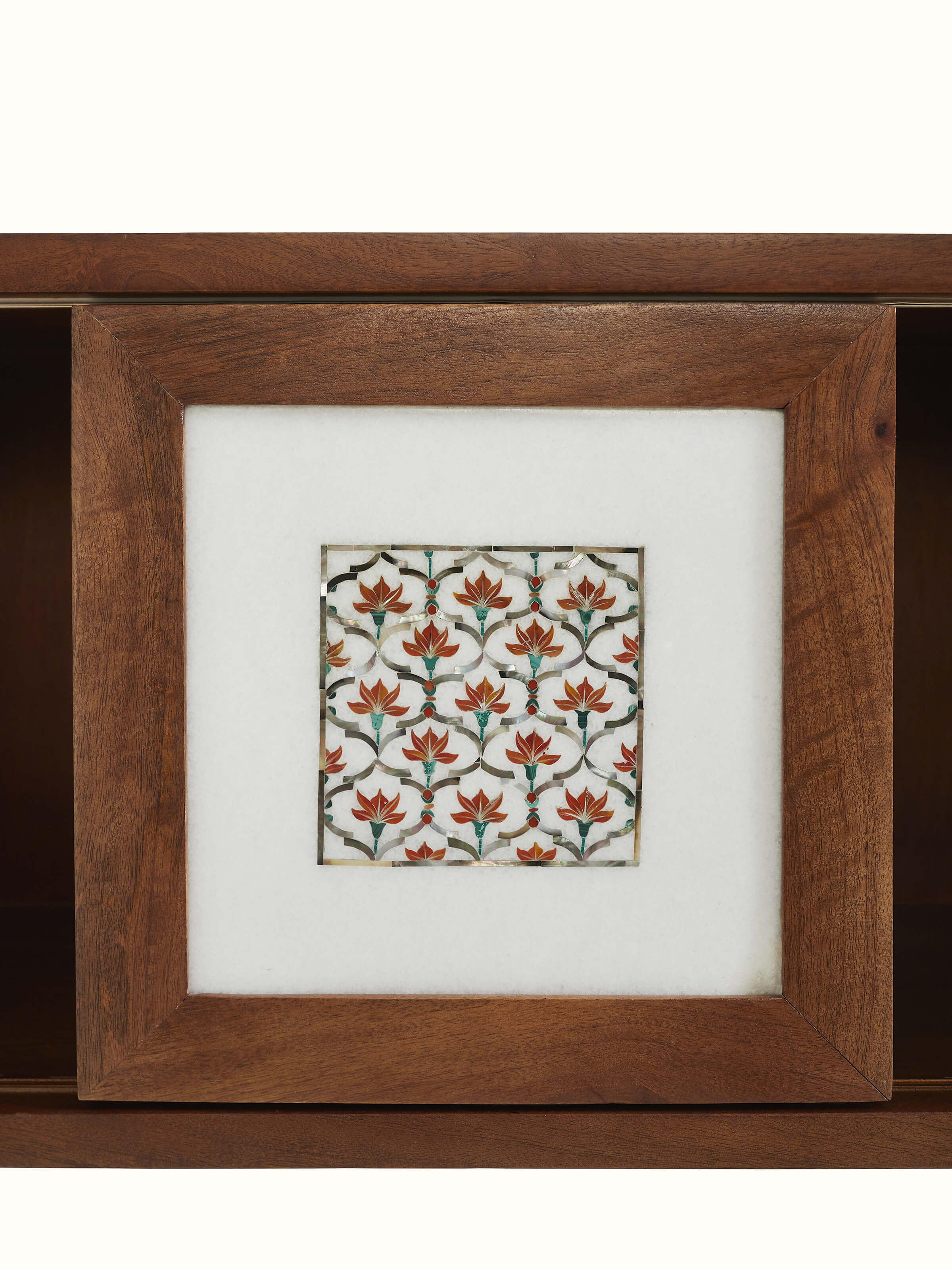 Detail shot of Pacchikari Mango Wood Walnut Finish Book Shelf