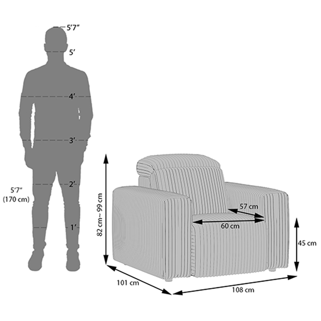 Gretta 1 Seater Fabric Sofa With Adjustable Headrestin Deep Russet Fabric