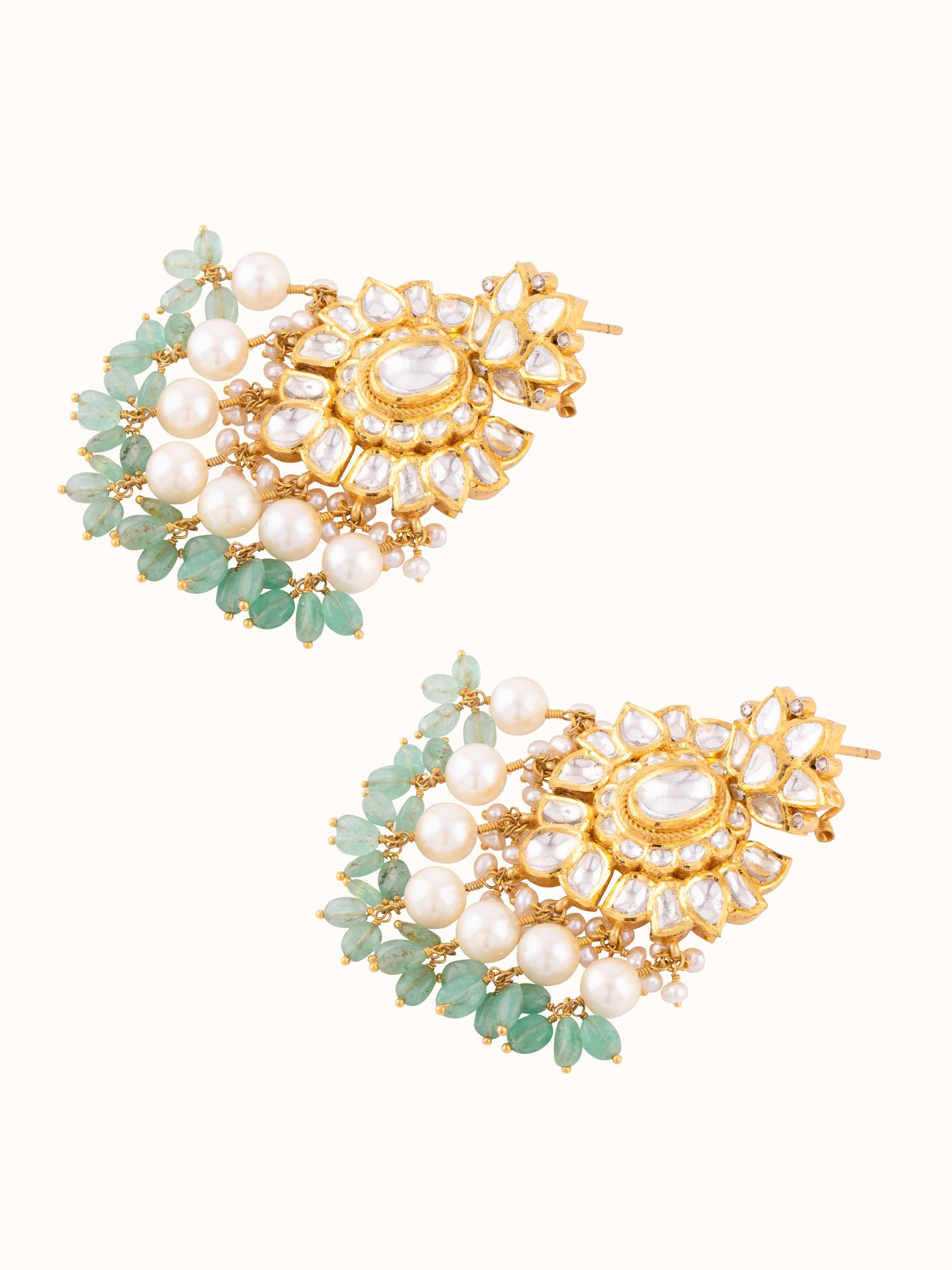 Jadau 18 Karat Gold Drop Earrings