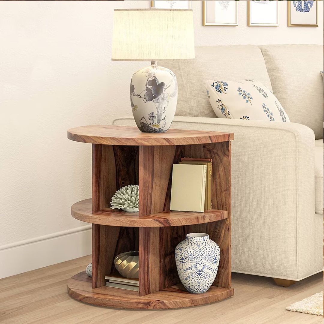 Newton Solid Wood Side Table in Teak Finish