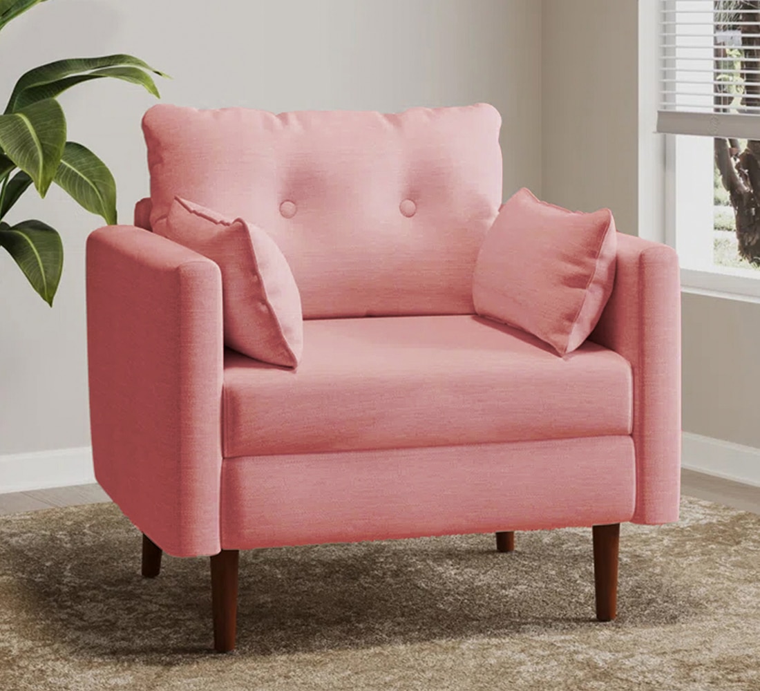 Arihana Fabric Arm Chair in Pink Color - KURSIWALLAH