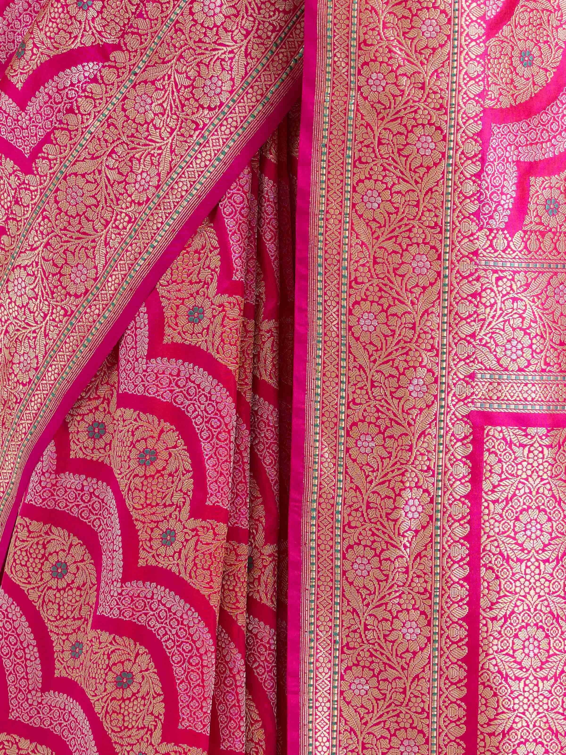 Pink Banarasi Kadhwa Silk Saree