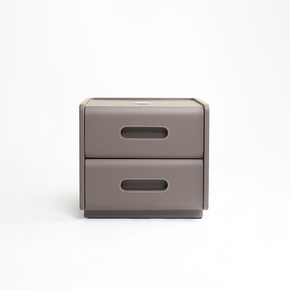 Chestnut Leather Side Table in Brown Colour
