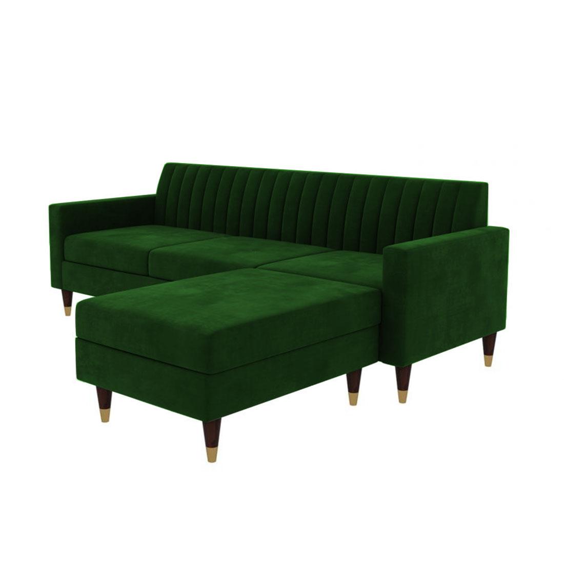Deeplac Sectional Fabric Sofa - Green