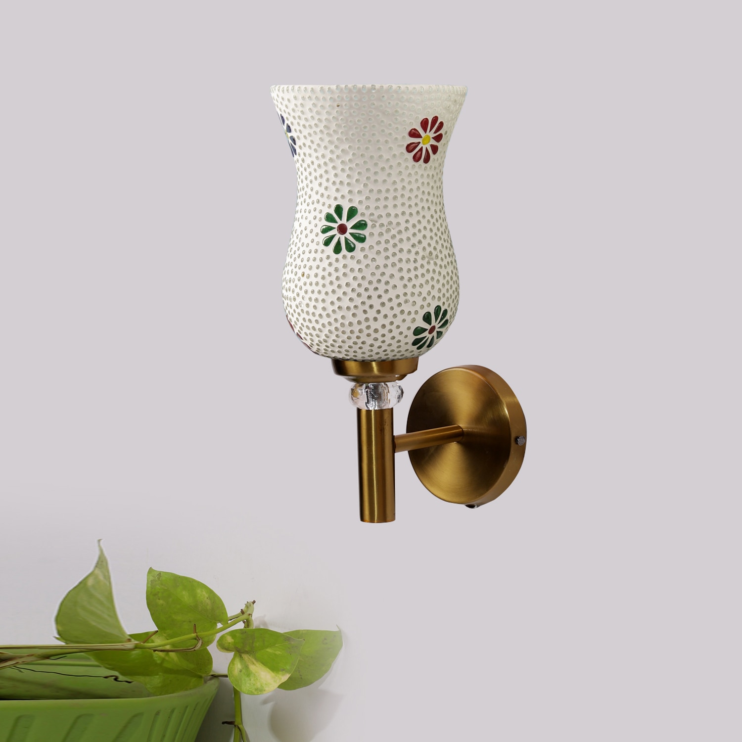 Devansh Metal Electric Wall Light in Gold Colour with Multi Shade Count of 1 Light - Devansh