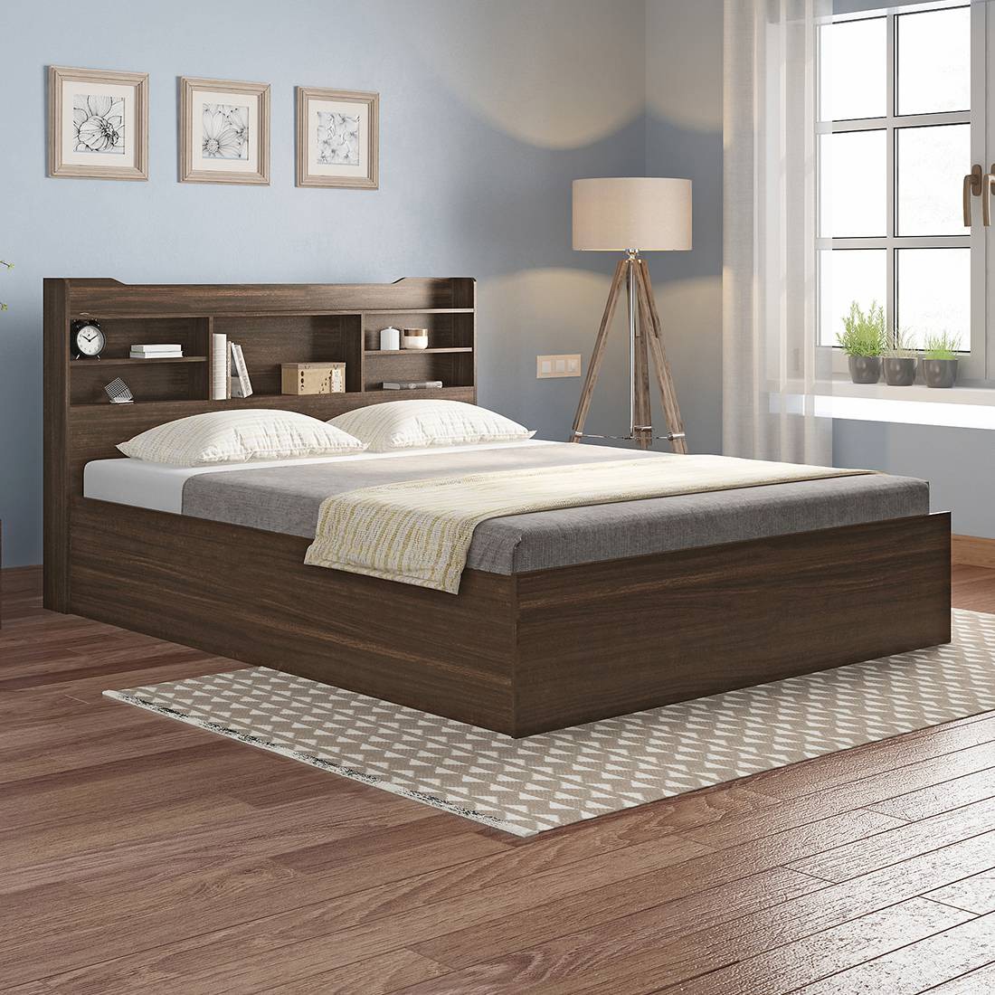 Sandon Storage Bed Size - King Finish - Californian Walnut - Urban Ladder
