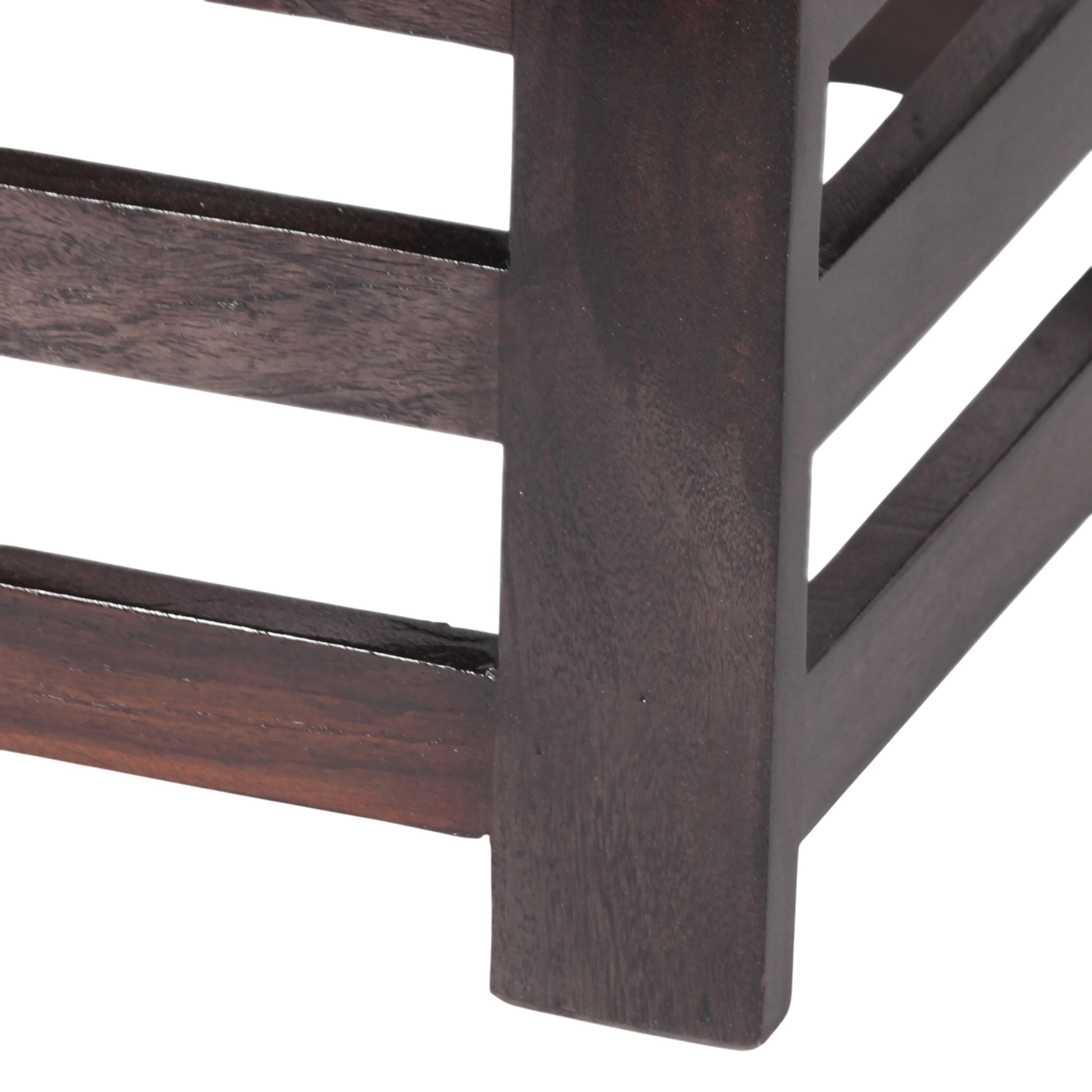 Houston Sheesham Wood Stool in Mahogany Finish & Multi Colour Israel Print Kantha fabric Cushion