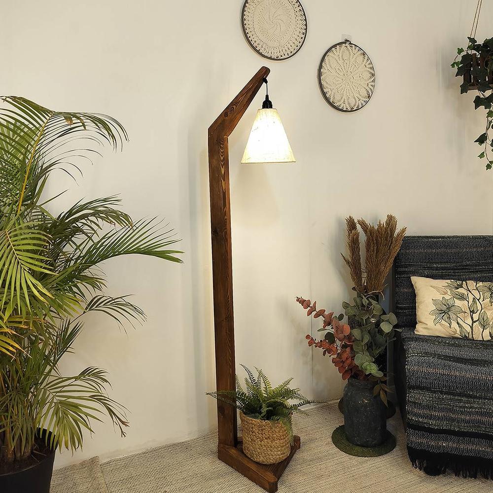 Charles Beige Jute Floor Lamp with Beige Jute Base