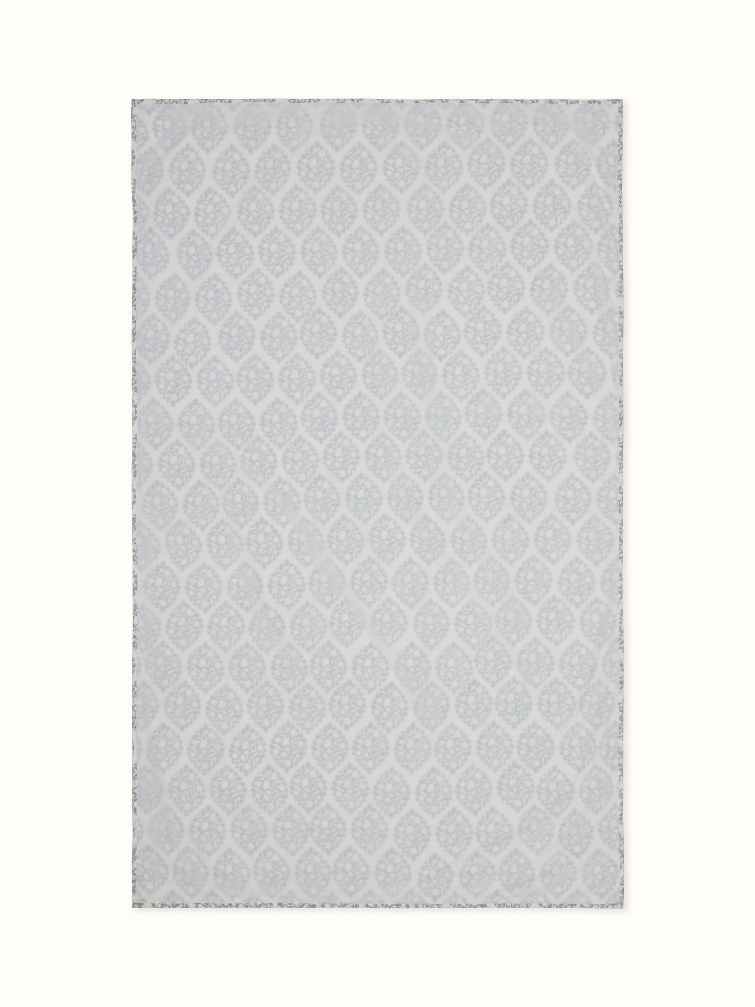 Front view of Mihrab Grey Single Dohar with ogee pattern, crafted using traditional Sanganeri block print.