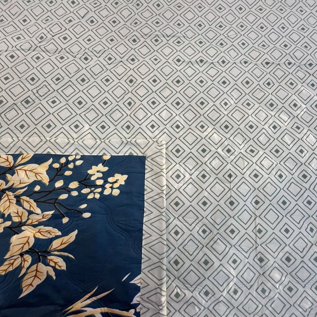 Grey Floral 300 Cms Cotton Single Bed Size Comforter From Threads