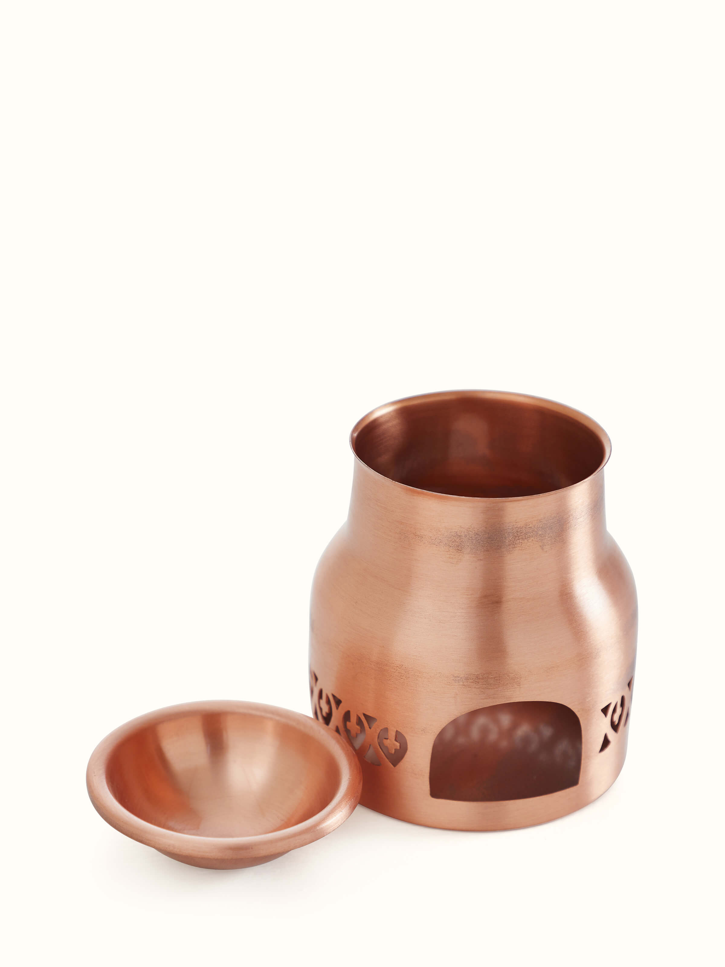 Front view of Swadesh Traditional Copper Diffuser displaying elegant design and smooth metallic finish.