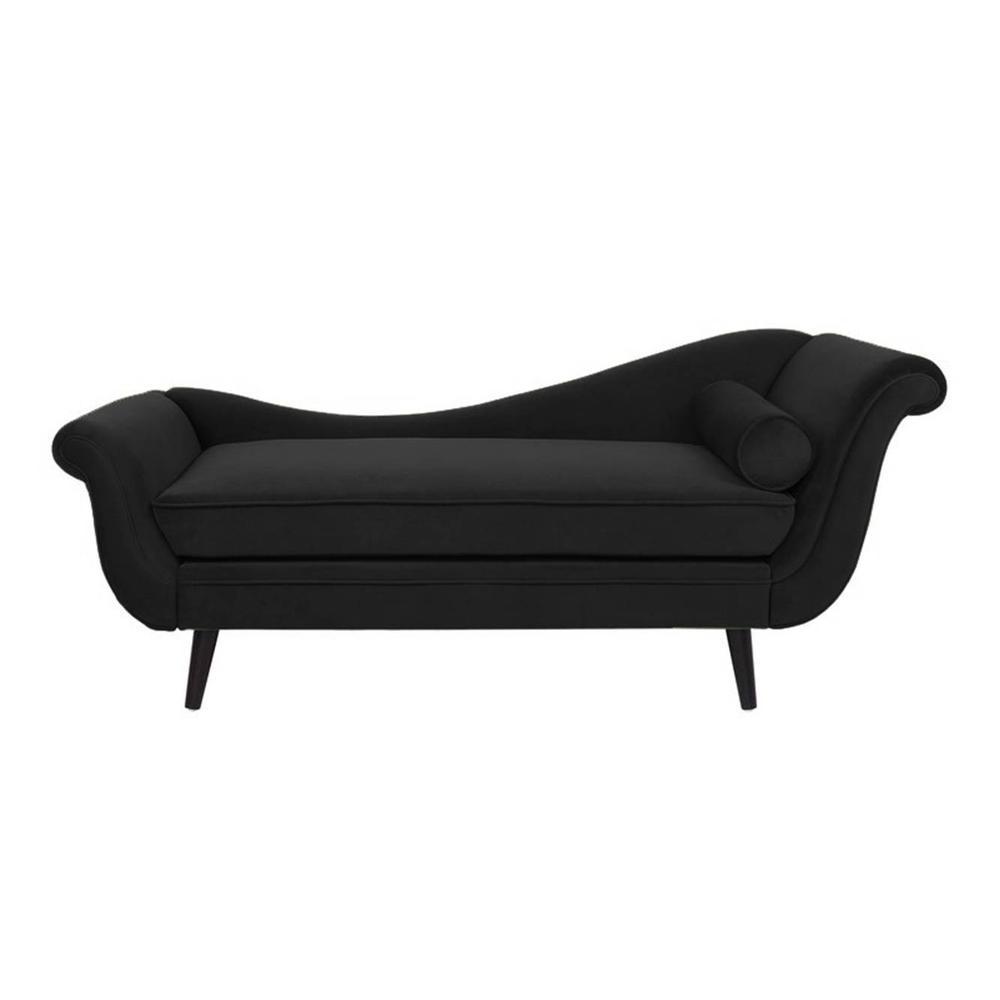 Kabera Velvet Chaise Launger in Black Colour